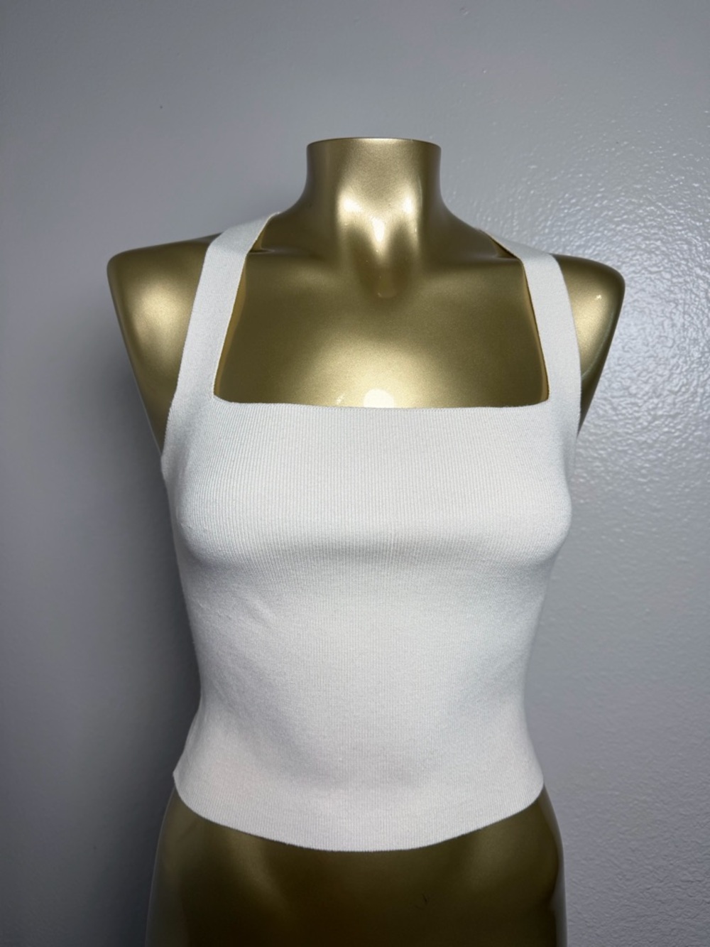 cult gaia White Square Neck Knit Camisole Top XS